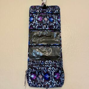 Vera Bradley Hanging Travel Organizer Toiletries Makeup Bathroom Blue Purple